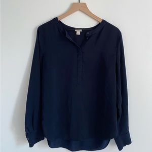 silky navy blouse